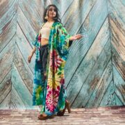 Cypress Hand Tie-Dye Cotton Maxi Kimono Duster – Boho Festival Cardigan | ZinniaPearl - Image 2