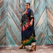 Cypress Hand Tie-Dye Cotton Maxi Kimono Duster – Boho Festival Cardigan | ZinniaPearl - Image 2
