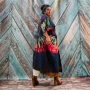 Cypress Hand Tie-Dye Cotton Maxi Kimono Duster – Boho Festival Cardigan | ZinniaPearl - Image 4