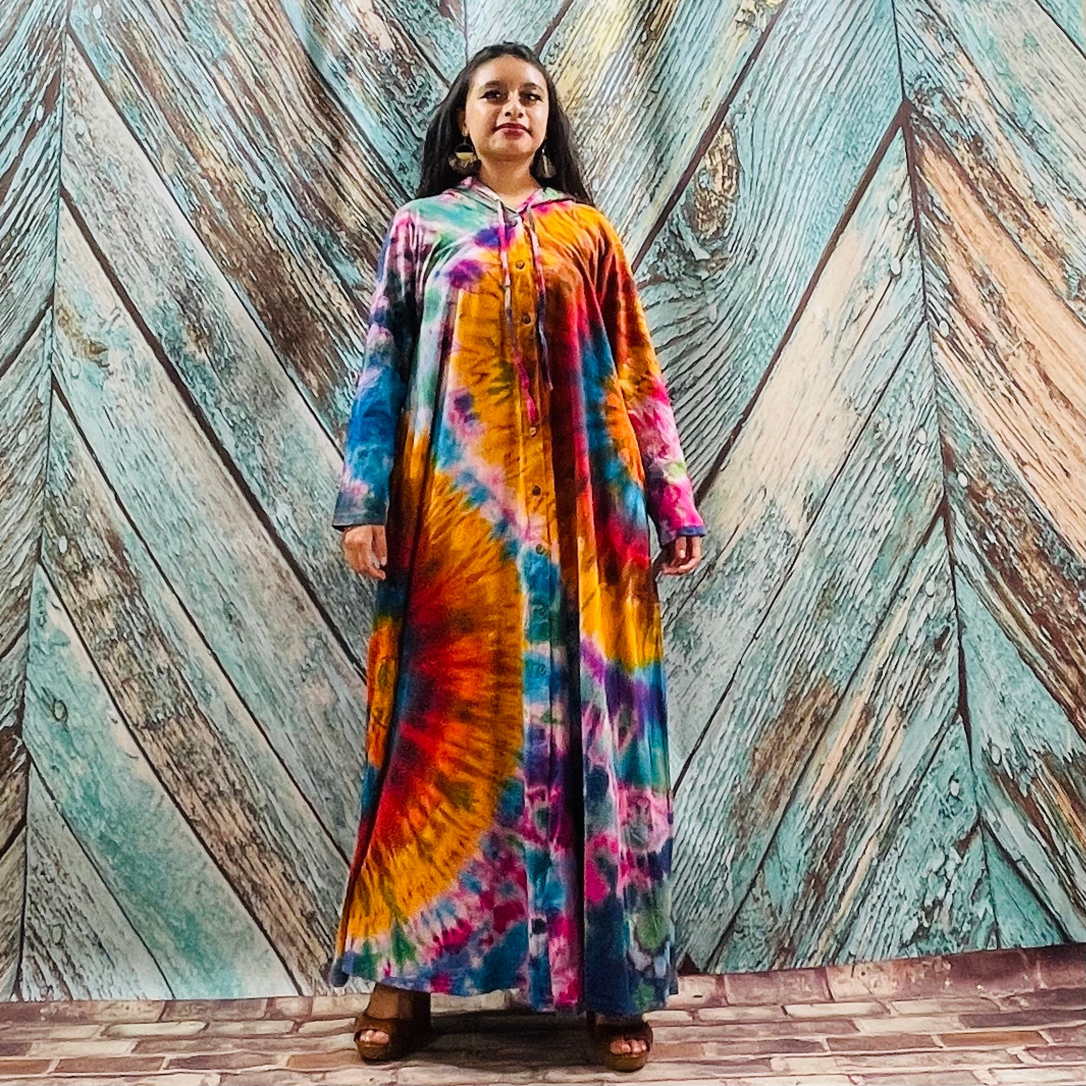 il_fullxfull.3318839138_9cw2.jpg Dream Hand-Dyed Jersey Cotton Hoodie Duster – Boho Festival Cardigan | ZinniaPearl - Image 1
