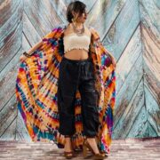 Kayla Hand Tie-Dye Cotton Maxi Hoodie Duster – Festival Beach Kimono | ZinniaPearl - Image 8