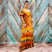 Celeste Hand-Dyed Cotton Maxi Dress – Boho Festival Off-Shoulder Tie-Dye | ZinniaPearl - Image 4