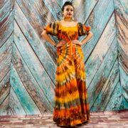 Celeste Hand-Dyed Cotton Maxi Dress – Boho Festival Off-Shoulder Tie-Dye | ZinniaPearl - Image 6
