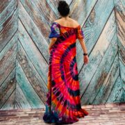 Celeste Hand-Dyed Cotton Maxi Dress – Boho Festival Off-Shoulder Tie-Dye | ZinniaPearl - Image 4