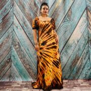 Celeste Hand-Dyed Cotton Maxi Dress – Boho Festival Off-Shoulder Tie-Dye | ZinniaPearl