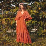 Lunette Lace-Trimmed Cotton Maxi Dress – Handmade Smocked Waist Boho Gown | ZinniaPearl