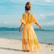 Lunette Lace-Trimmed Cotton Maxi Dress – Handmade Smocked Waist Boho Gown | ZinniaPearl - Image 2