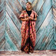Kayla Hand Tie-Dye Cotton Maxi Hoodie Duster – Festival Beach Kimono | ZinniaPearl