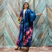 Cypress Hand Tie-Dye Cotton Maxi Kimono Duster – Boho Festival Cardigan | ZinniaPearl - Image 2