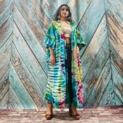 Cypress Hand Tie-Dye Cotton Maxi Kimono Duster – Boho Festival Cardigan | ZinniaPearl