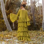 Bali Boho Raw Cotton Kimono Duster – Ruffled Festival Cardigan | ZinniaPearl - Image 3