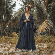 Kara Tie-Dye Boho Maxi Duster Kimono – Ruffled Festival Beach Cover-Up | ZinniaPearl