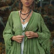 Kara Tie-Dye Boho Maxi Duster Kimono – Ruffled Festival Beach Cover-Up | ZinniaPearl - Image 5