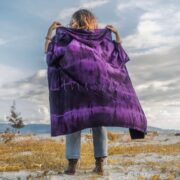 Handmade Tie-Dye Cotton Maxi Duster: Boho Kimono Cape with Hood - Image 2