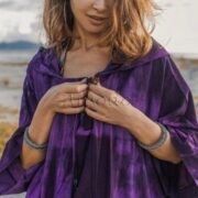 Handmade Tie-Dye Cotton Maxi Duster: Boho Kimono Cape with Hood - Image 4