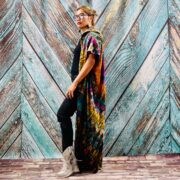 Kayla Hand Tie-Dye Cotton Maxi Hoodie Duster – Festival Beach Kimono | ZinniaPearl - Image 3