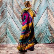 Kayla Hand Tie-Dye Cotton Maxi Hoodie Duster – Festival Beach Kimono | ZinniaPearl - Image 9