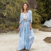 Reina Hand-Dyed Rayon Kimono Duster – Boho Maxi Cardigan | ZinniaPearl