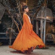 Boho Tie-Dye Maxi Duster – Kara Ruffled Festival Kimono Cover-Up - Image 2