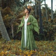 Kara Tie-Dye Boho Maxi Duster Kimono – Ruffled Festival Beach Cover-Up | ZinniaPearl