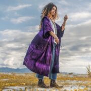 Handmade Tie-Dye Cotton Maxi Duster: Boho Kimono Cape with Hood - Image 3