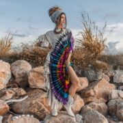 Handmade Tie Dye Maxi Kaftan Dress: Boho Cotton Beach Cover-Up - Emma