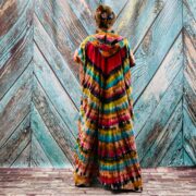 Kayla Hand Tie-Dye Cotton Maxi Hoodie Duster – Festival Beach Kimono | ZinniaPearl - Image 3