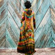 Hand Tie Dye Long Hoodie Duster: Boho Festival Jersey Cardigan - Image 3