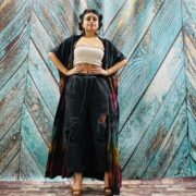 Kayla Hand Tie-Dye Cotton Maxi Hoodie Duster – Festival Beach Kimono - Image 3