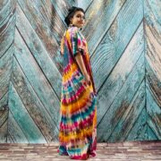Kayla Hand Tie-Dye Cotton Maxi Hoodie Duster – Festival Beach Kimono | ZinniaPearl - Image 2