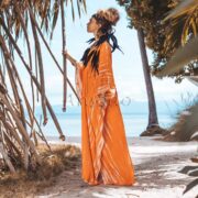 Grace Handcrafted Plus-Size Tie-Dye Rayon Kaftan – Boho Chic V-Neck - Image 3