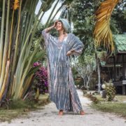 Grace Tie-Dye Rayon Kaftan – Boho Plus Size Maxi Dress | ZinniaPearl