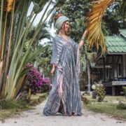 Grace Tie-Dye Rayon Kaftan – Boho Plus Size Maxi Dress | ZinniaPearl - Image 2