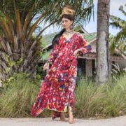 Grace Handcrafted Plus-Size Tie-Dye Kaftan – Boho Chic Rayon Dress