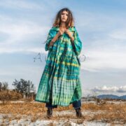 Handmade Tie-dye Maxi Hoodie Duster: Boho Festival Kimono Plus Size - Willow