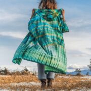 Handmade Tie-dye Maxi Hoodie Duster: Boho Festival Kimono Plus Size - Willow - Image 3
