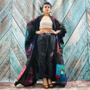 Plus Size Tie-Dye Patchwork Kimono Duster – Boho Festival Beach Cover-Up | Catori - Image 5