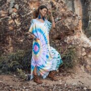 Nora Hand Tie-Dyed Cotton Jersey Maxi Dress – Boho Festival Style - Image 2