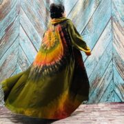 Dream Hand Tie-Dye Cotton Jersey Duster Cardigan – Boho Festival Hoodie Dress - Image 7