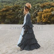 Bali Kimono - Plus Size Boho Ruffles, Festival & Wedding Outfit, Resort Beach Wear| Zinnia Pearl - Image 3