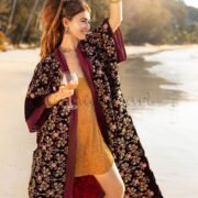 Misty Enchantment Long Velvet Kimono Duster Coat - One Plus Size Luxury for Special Events - Image 6