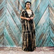 Kayla Hand Tie-Dye Jersey Cotton Maxi Hoodie Duster – Beach Kimono Cover-Up