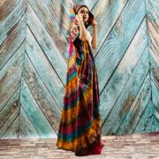 Kayla Hand Tie-Dye Cotton Maxi Hoodie Duster – Festival Beach Kimono - Image 5
