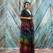 Kayla Hand Tie-Dye Cotton Maxi Hoodie Duster – Festival Beach Kimono