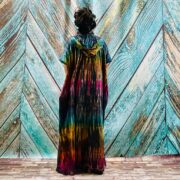 Kayla Hand Tie-Dye Cotton Maxi Hoodie Duster – Festival Beach Kimono - Image 4