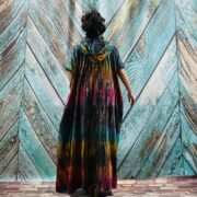 Kayla Hand Tie-Dye Cotton Maxi Hoodie Duster – Festival Beach Kimono - Image 5