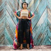 Kayla Hand Tie-Dye Cotton Maxi Hoodie Duster – Festival Beach Kimono | ZinniaPearl - Image 3