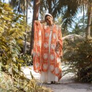 Handmade Crochet Embroidered Cotton Kimono Duster – Coral Flora Maxi