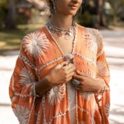 Handmade Crochet Embroidered Cotton Kimono Duster – Coral Flora Maxi - Image 6