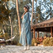 Handmade Embroidered Cotton Maxi Kaftan Dress – Beach Resort Gown | Romantic - Image 3